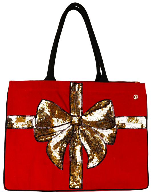 BOW SEQUIN TOTE