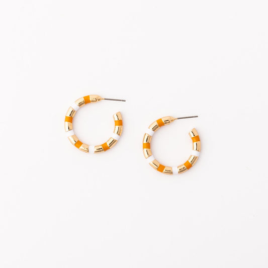 Nellie Orange & White Earrings