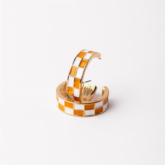 Sunny Orange & White Earrings