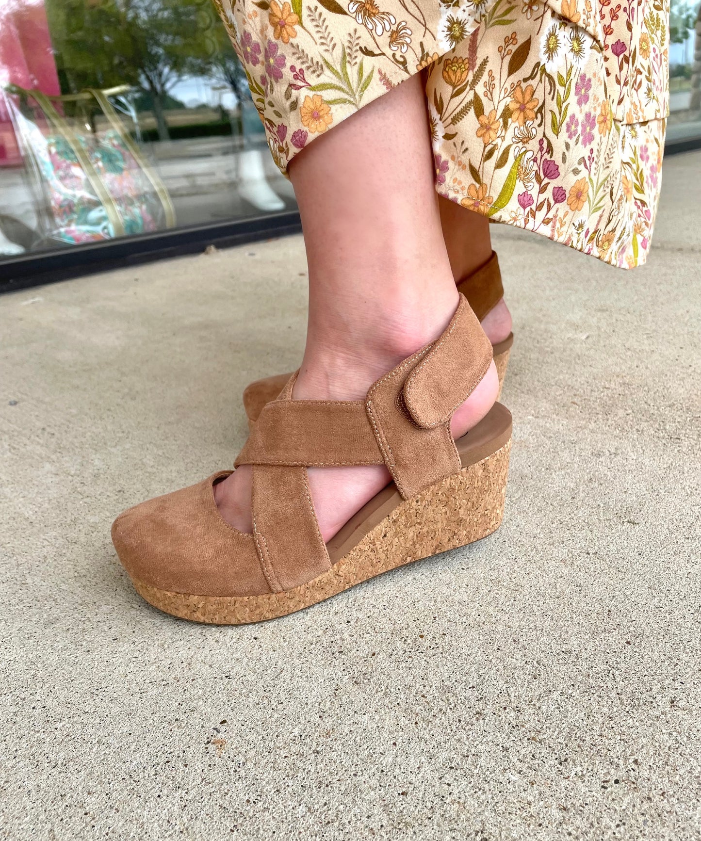 Camel Faux Suede Sandal