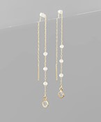 GLASS BEAD ROW DROP EARRINGS