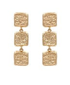 TEXTURED SQUARE 3 DROP EARRINGS