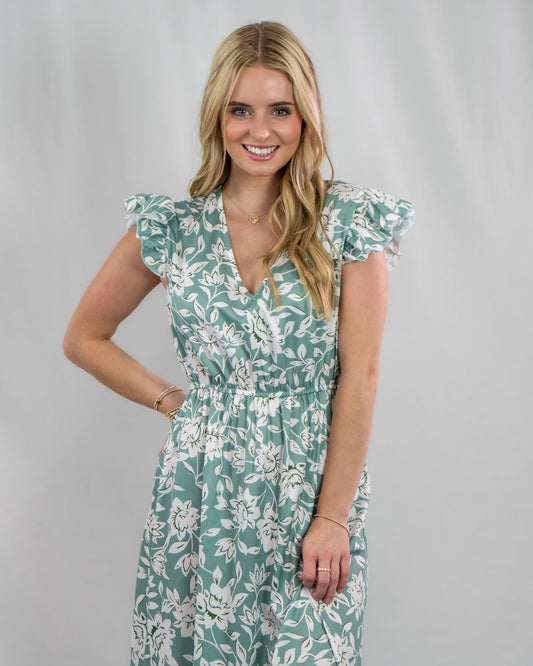 Sage Floral Maxi Dress