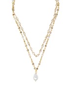 2 LAYERED CRYSTLA & PEARL BEAD NECKLACE