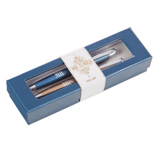 Mr. & Mrs. Pen Set in Gift Box Navy/Copper