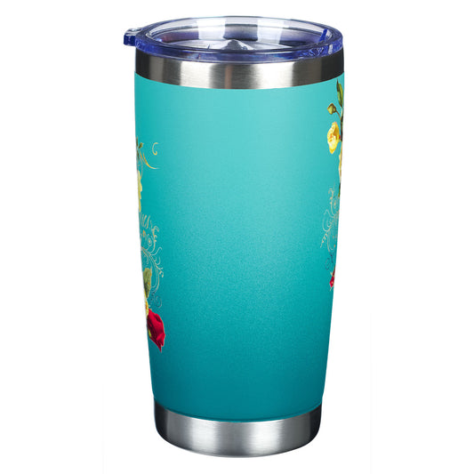 Stainless Steel Travel Tumbler - Teal Hope Butterfly - Isaiah 40:31