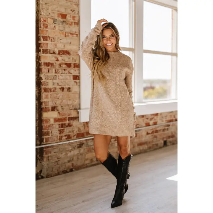 Ashley Cable Knit Sweater Dress