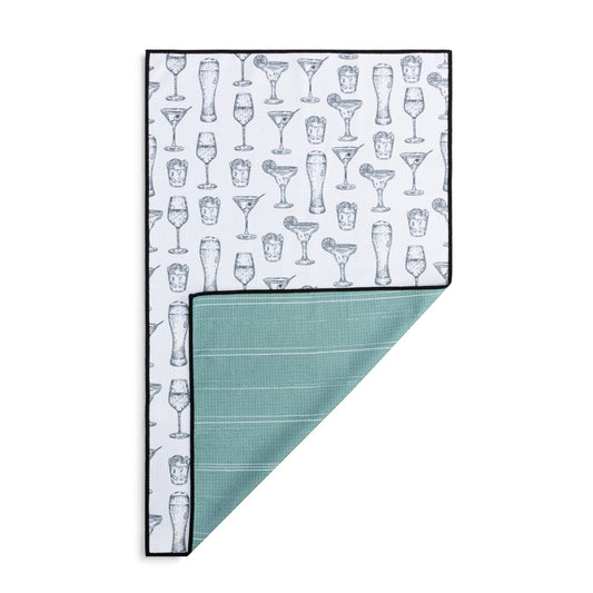 Cocktail Glasses Absorbent Reversible Towel - 18x30in